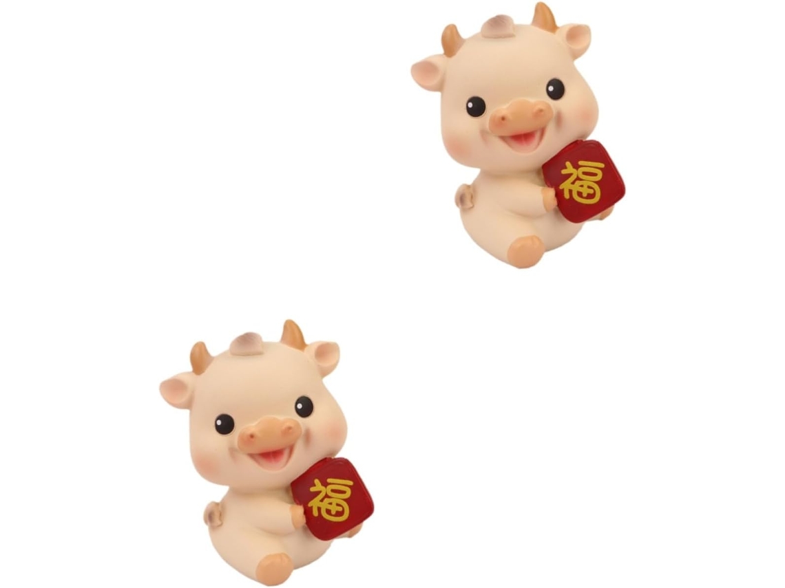 Figura Miniatura De Ganado De 2 Piezas Para Decoración De Coches Y Pasteles