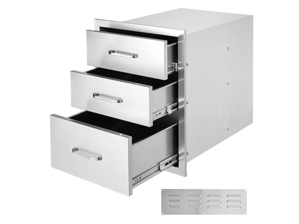 Cajones de Acero Inoxidable para Barbacoa e Isla de Cocina 46x58cm con 3 Niveles Tekmaquinas