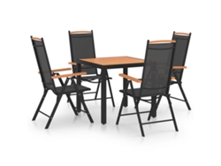 Conjunto 5 de comedor de jardín VIDAXL aluminio negro