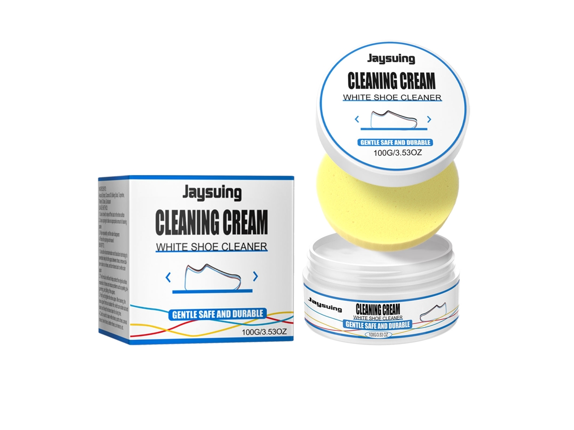 Crema de limpieza eficaz para zapatos blancos.