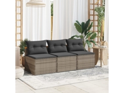 Sofás de jardín sin brazos con cojines, 2 piezas, mimbre sintético gris, DKD Home Decor