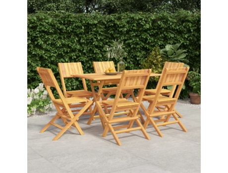 Conjunto 7 Juego De Comedor Para Jardín VIDAXL Marrón Madera