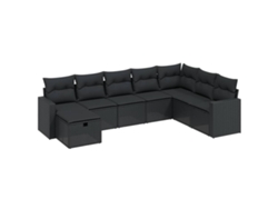 Conjunto 8 de sofás de jardín VIDAXL y cojines ratán sintético negro