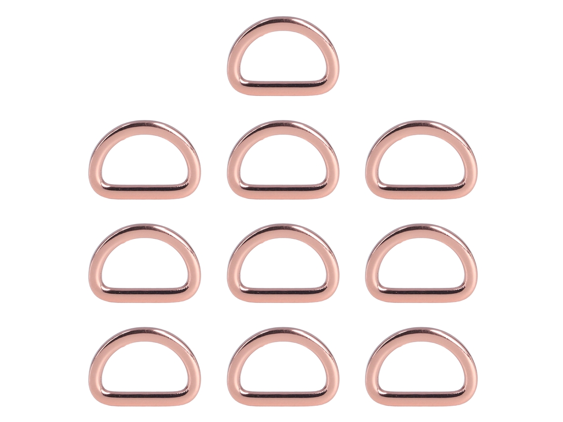 10 Anillas En D De Aleación De Zinc Brillante Para Manualidades, Bolsos Y Accesorios - Oro Rosa