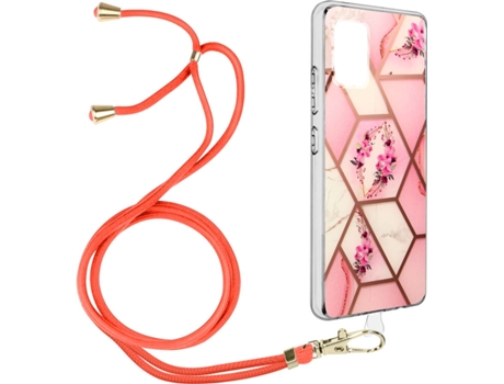 Funda Samsung Galaxy A51 AVIZAR Geométrico con Correa (Rosa)