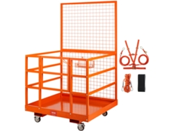Plataforma de trabajo con jaula de seguridad para carretilla elevadora de 43 x 45 pulgadas, 1400 libras con ruedas para trabajos aéreos VEVOR