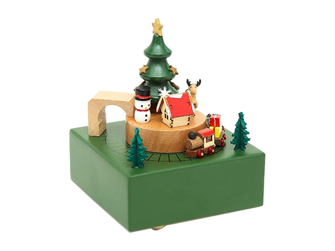 Caja de tren musical de madera para niños, detalles realistas, tronco de árbol transparente