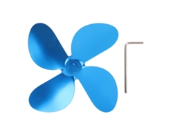 Aspa de ventilador para estufa, 4 aspas, accesorio de aluminio azul