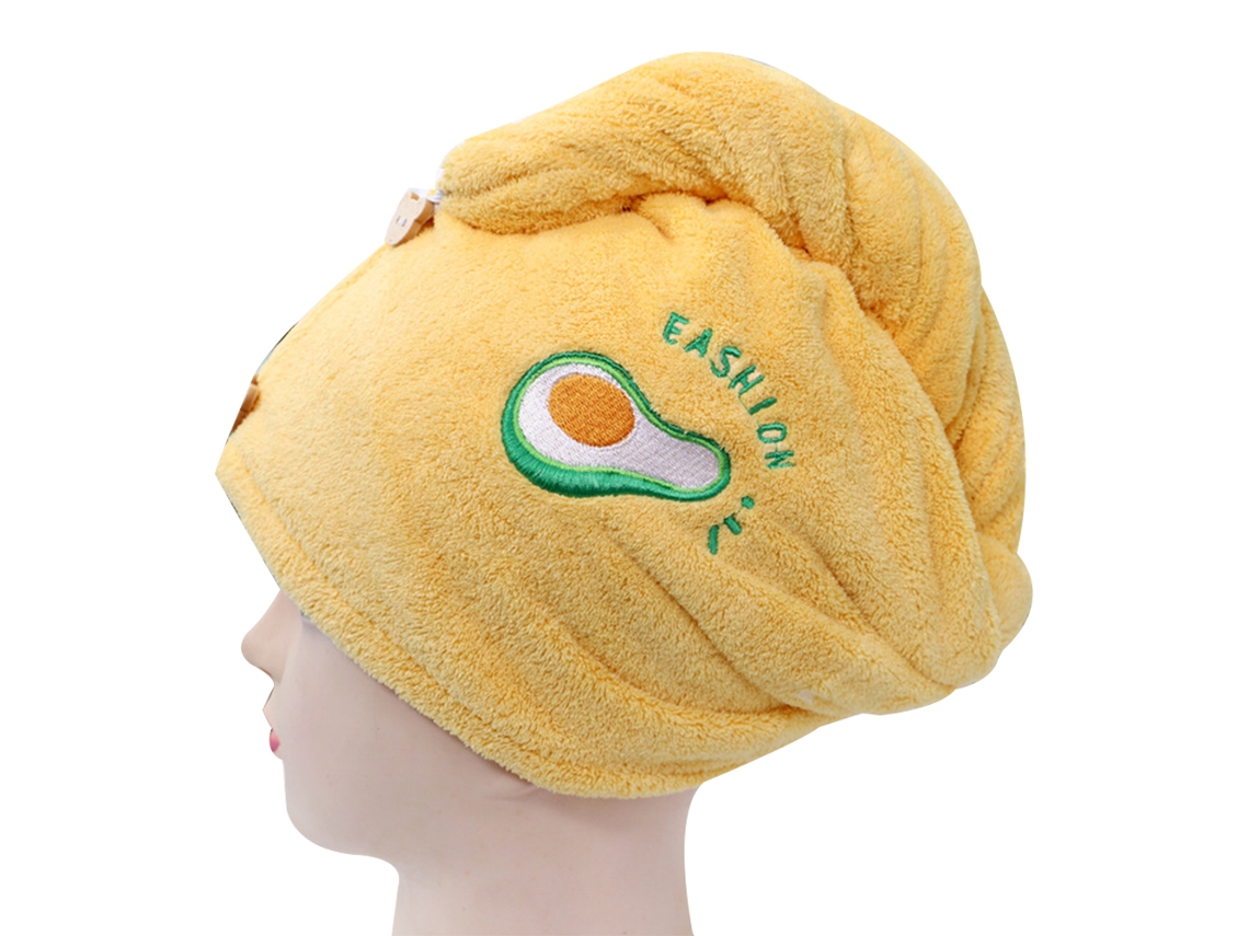 Toalla Kofihety Gorro Secado Ultra Absorbente Ideal Cabellos Largos Amarillo (20x15x5cm)