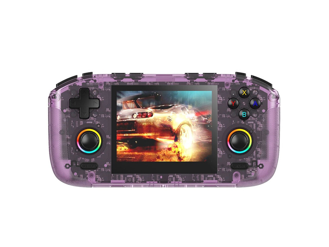 Consola de juegos portátil RK35H negra (no requiere tarjeta) con pantalla IPS de 3,5 pulgadas, procesador de cuatro núcleos RK3326, Wi-Fi, multijugador y joystick 3D.
