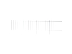 Valla de jardín con punta de lanza, 6,8 x 1,5 m, acero negro, DKD HOME DECOR