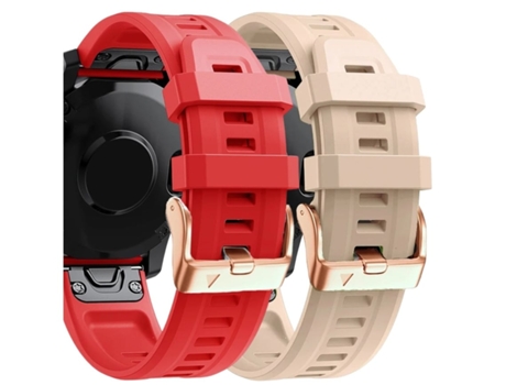 Correa Silicona Cierre Metálico para Garmin Fenix 5S Plus Rojo y Albaricoque Pack 2X VEANXIN
