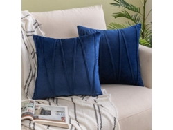 Rebe-funda Almohada Terciopelo Rayas Diagonales Invisible Cremallera 2 Piezas 45x45cm Azul Marino Para Sofa Cama Auto