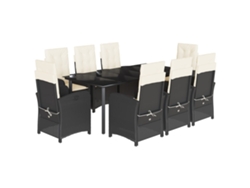 Maison Exclusive - Set De Comedor De Jardín 9 Pzas Y Cojines Ratán Sintético Negro