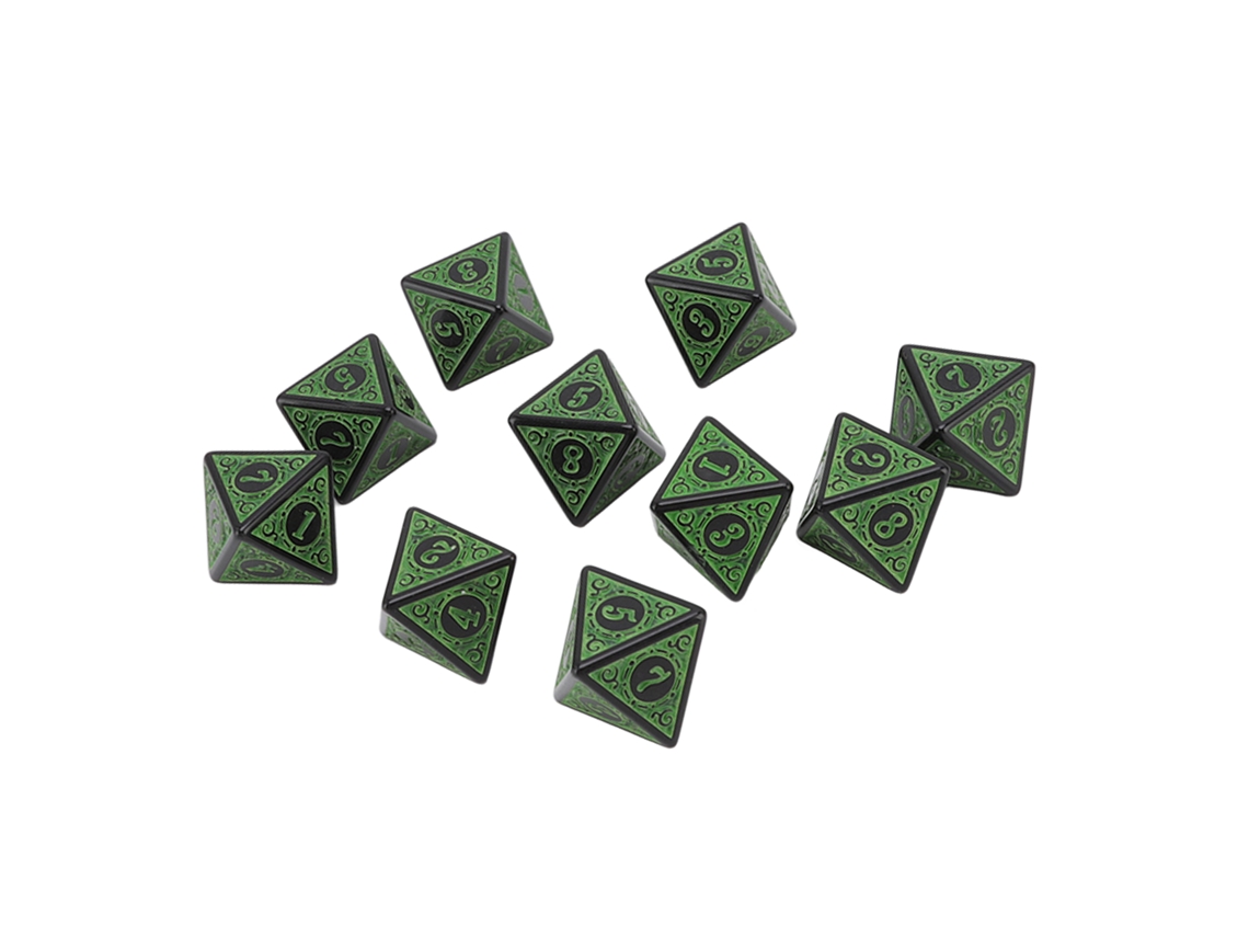 2026-set De 10 Dados Poliédricos Grabados Finos Portátiles Para Juegos De Rol Fiesta Mesa 8 Caras