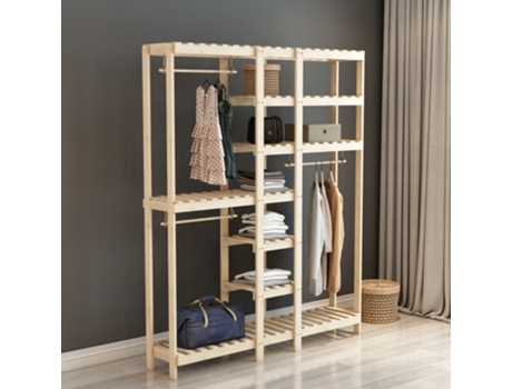 Perchero burro Fjaler con zapatero pino 190 x 150 x 37 cm - Natural [EN.CASA]