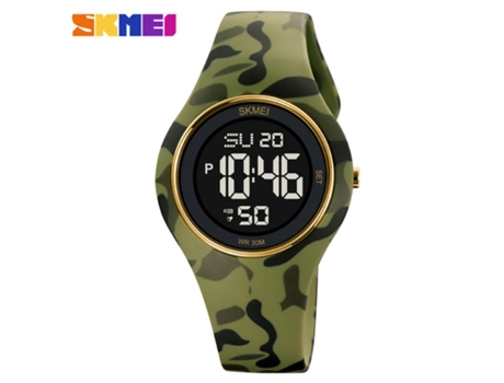 Relojes deportivos para mujer Calendario Semana Pantalla Reloj digital LED resistente al agua-Camuflaje verde militar LUUCOZK