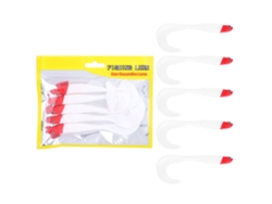 5 Piezas De Señuelos De Pesca De Natación Suaves Rojos Y Blancos De 12.5 Cm, Señuelos Artificiales Lifelike