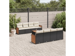 Conjunto de sofás de jardín de 9 piezas DKD Home Decor con cojines de mimbre negros