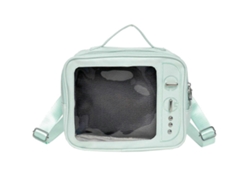 Mochila bandolera transparente con ventana perforada, hermosa itabag retro, bolso de hombro para televisión, bolso mensajero verde informal.