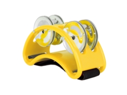 Cuich Pandereta de Mano Instrumento de Acompañamiento de Tambor Africano con Dos Filas de Sonajero Amarillo