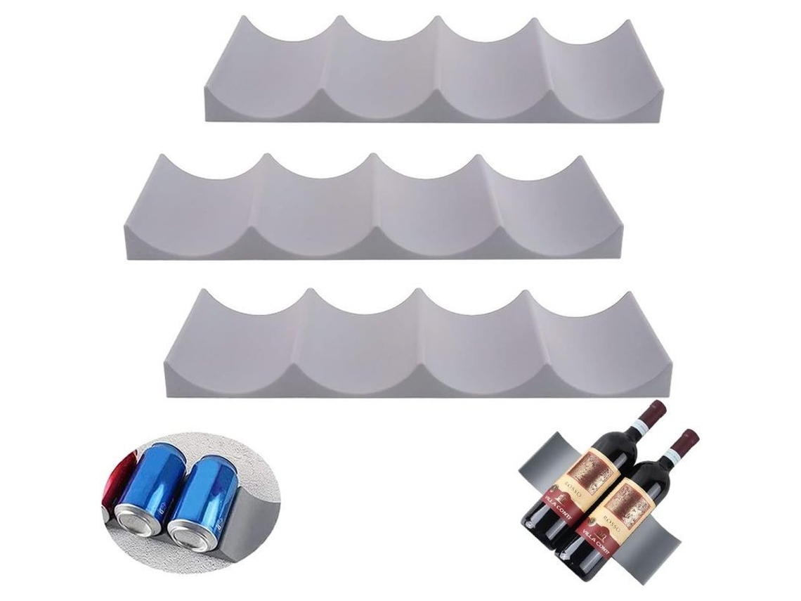 Linjou 3 Estantes De Vino Estilo Europeo Plástico Para Botellas Apilables Gris