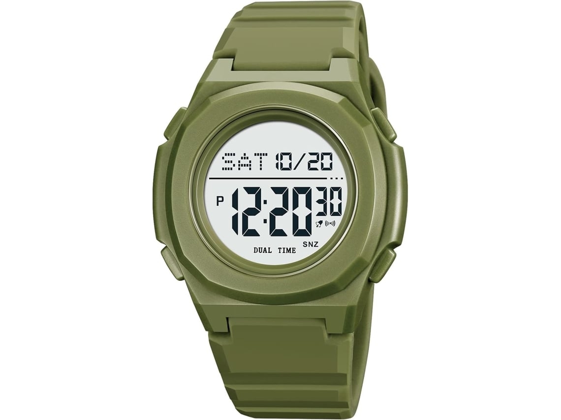 Impermeable 50atm Cronógrafo Ligero Impermeable Silicona Reloj De Pulso Con Correa Verde Yuysan