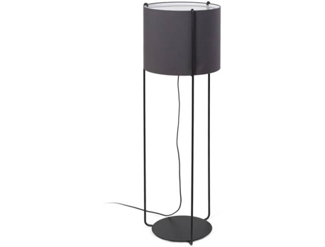 Lámpara de Pie FARO BARCELONA Drum (Gris Oscuro - E27 - Máx. 15W - Metal - Tela)