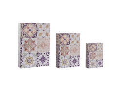 Juego de Cajas Decorativas DKD Home Decor Lienzo Madera (24 x 7 x 32 cm)