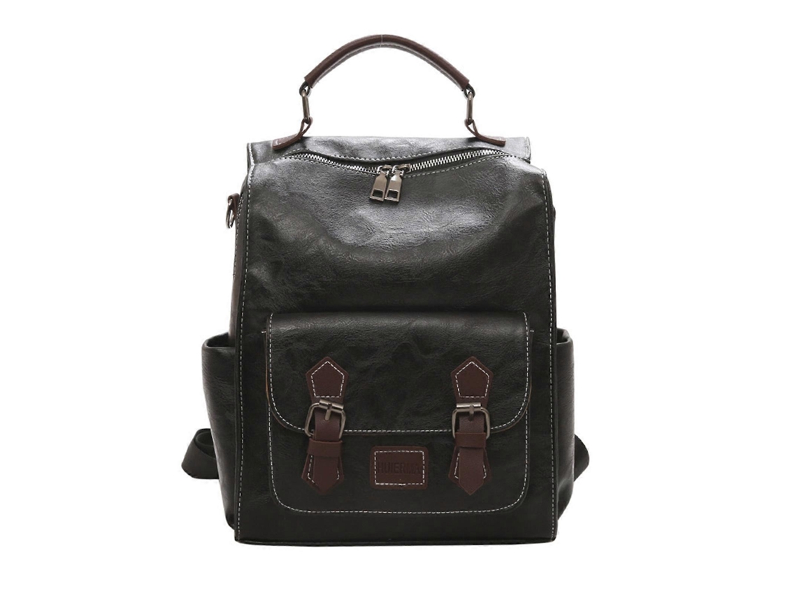 Mochila grande para mujer en piel sintética, antirrobo, ideal para el colegio, la universidad y el uso diario. Negra.