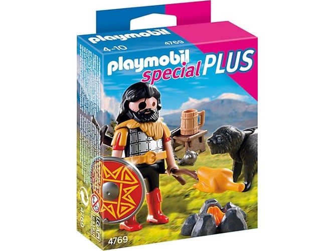 PLAYMOBIL: Bárbaro con perro en la hoguera (Edad Mínima: 4)