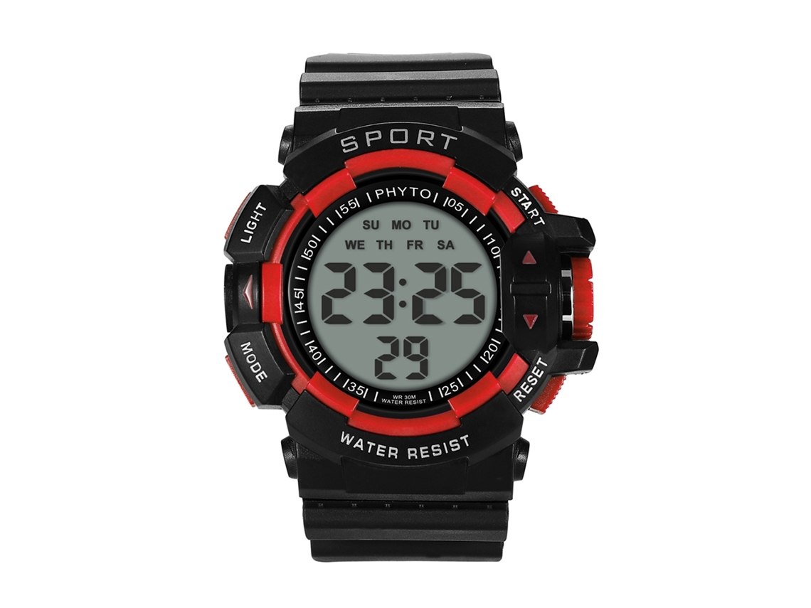 Reloj Deportivo Electrónico Para Hombres Con Espejo De Cristal Y Pantalla Digital (rojo)