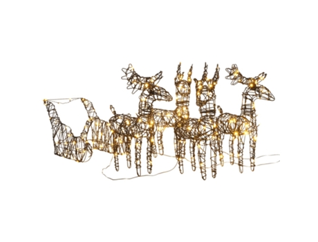 Adorno de Navidad VIDAXL Renos Trineos Ratán Leds Vime Blanco