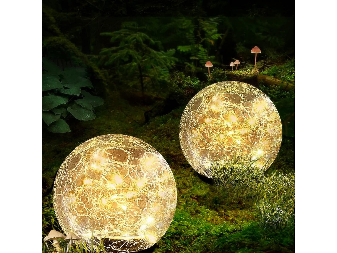 Luces solares esféricas para exteriores, impermeables, con globo de cristal roto