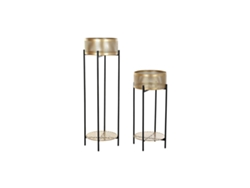 Set de Macetas DKD HOME DECOR Negro Dorado Metal 30 x 30 x 101 cm (2 Unidades)