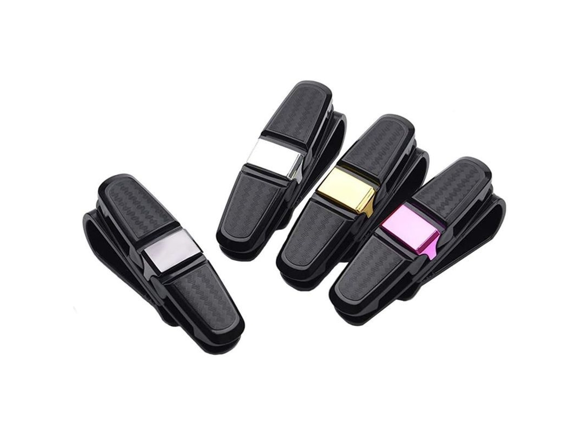 Soporte Para Gafas De Sol Para Parasol De Coche Con 2 Placas, 4 Unidades, Rotación De 180°, Gris/plateado/rosa/dorado