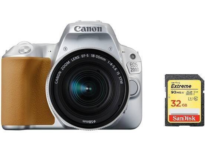 Kit Cámara Réflex CANON EOS 200D EF-S 18-55mm F4-5.6 IS STM + 32GB SD