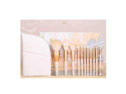 Premium Sombra de ojos Cejas Base correctora Brocha de maquillaje Juego de maquillaje de viaje 11 Whitebag LUUCOZK