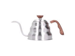 Tetera y cafetera de acero inoxidable con pico de cuello de cisne, 1 L, color plateado