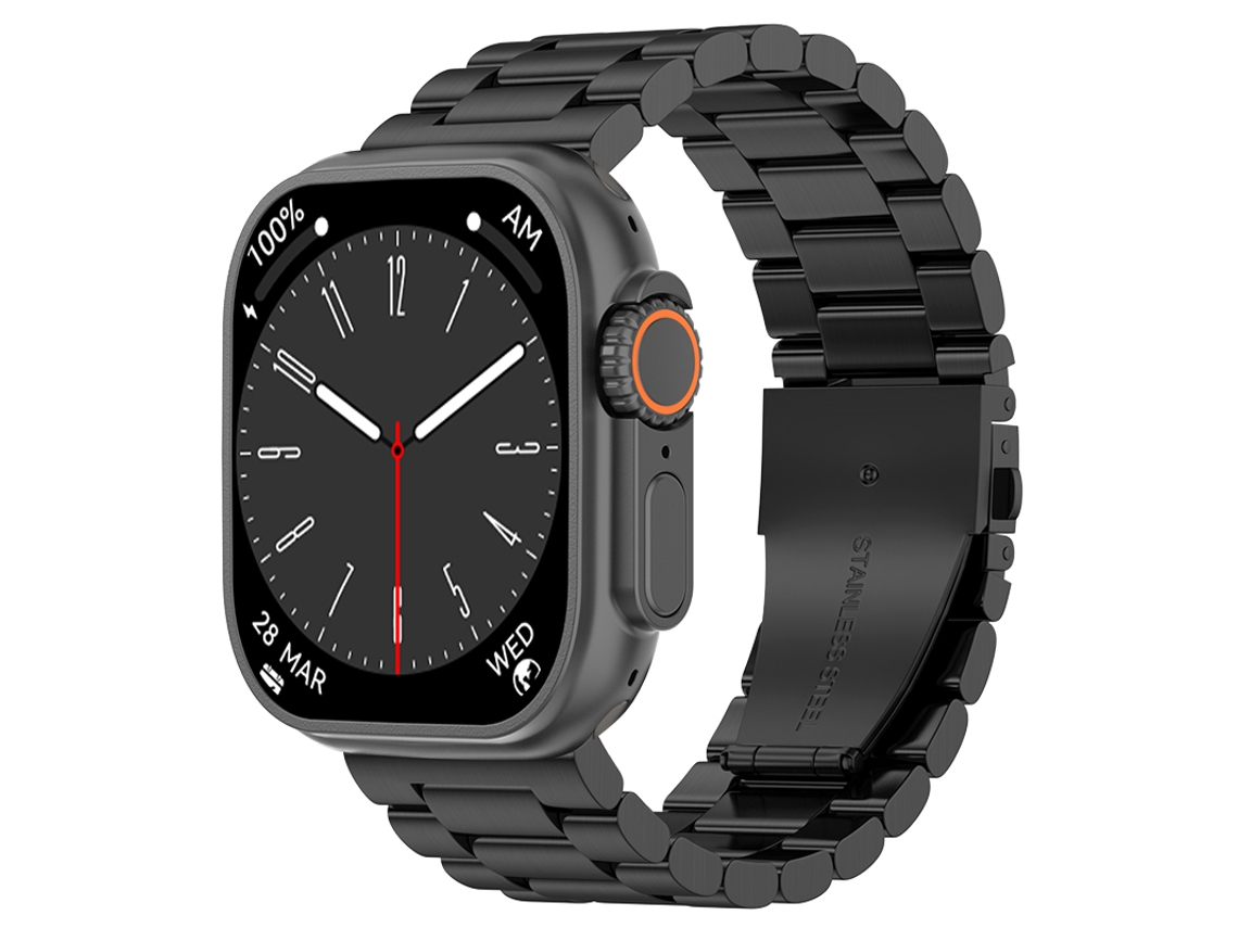 Reloj inteligente con pantalla HD de 2,1 pulgadas y compatible con NFC (Near Field Communication). Mdug (correa de acero negra).