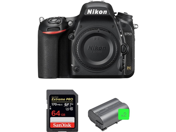 Kit Cámara Réflex NIKON D750+ 64GB + 2 EN-EL15b