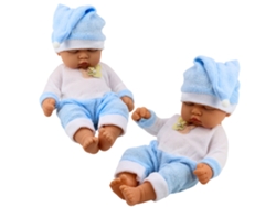 Muñeca bebé durmiente con gorro de pijama azul y pompón B.active