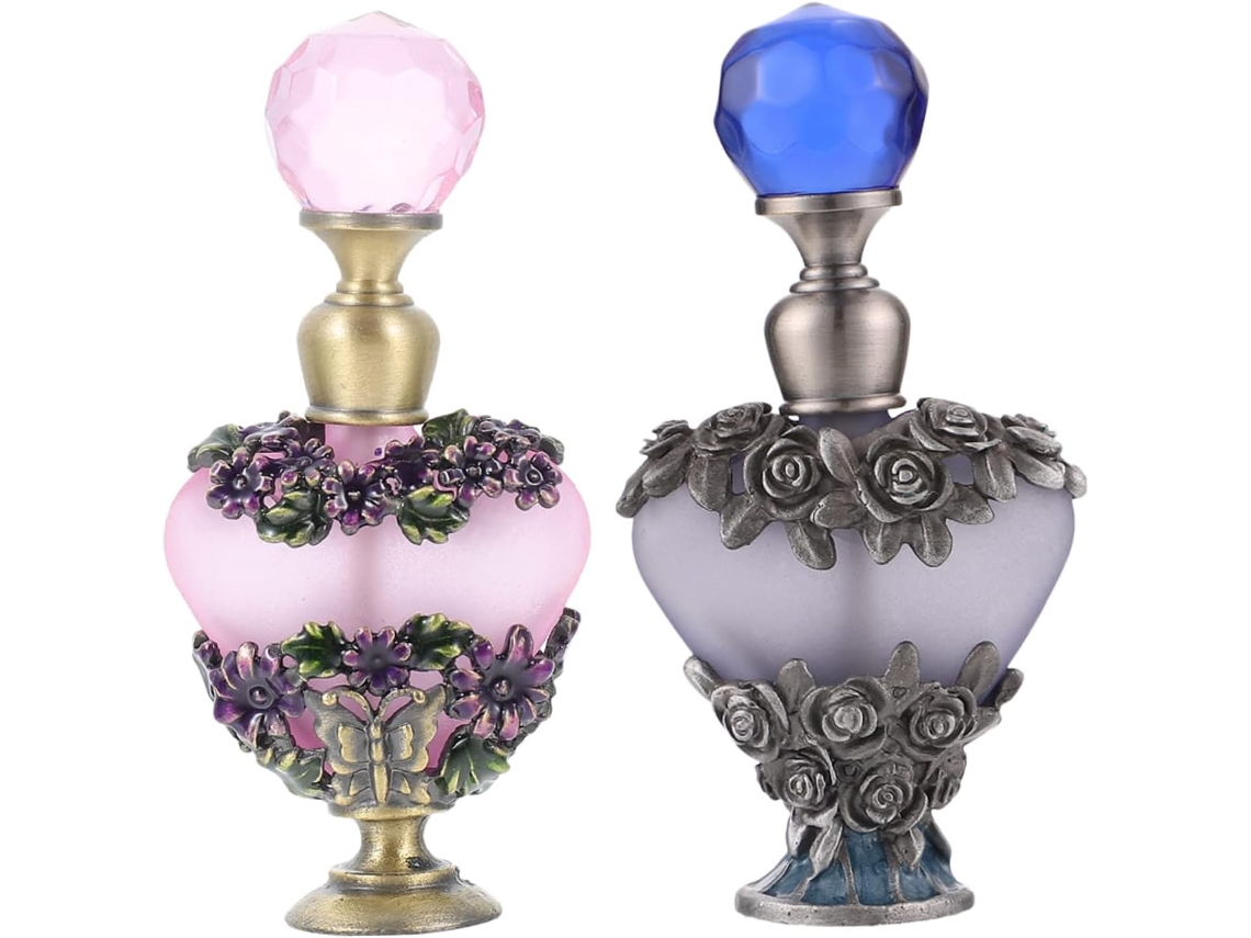 2pièces Frascos De Parfum Rétro Y Raffinés Pour Huiles Essentielles Décoratifs Recargables Voyage