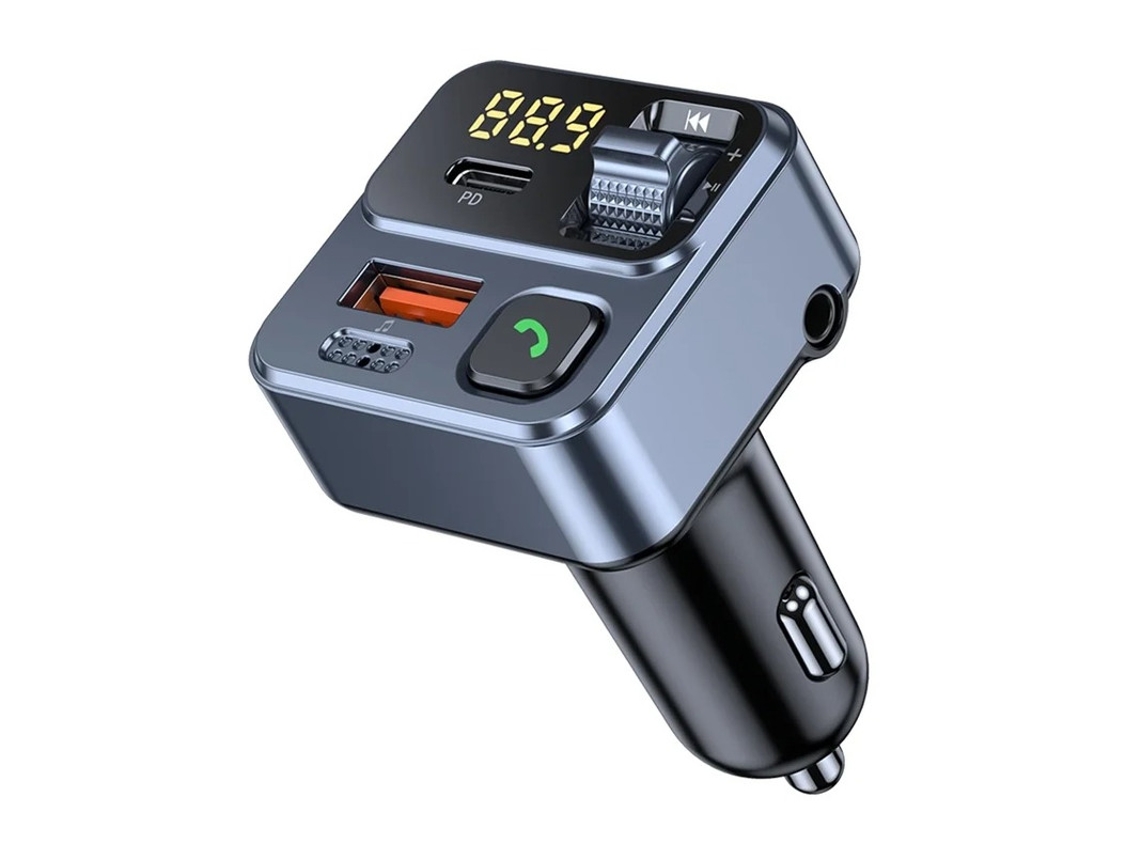 Adaptador transmisor FM Bluetooth para coche de 42 W, carga rápida, manos libres, compatible con memoria USB Yizhood (negro)