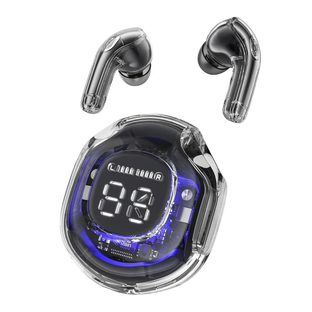 (negro) Auriculares Bluetooth Verdaderamente Inalámbricos Con Pantalla Led, Sonido Estéreo, Cancelación De Ruido Y Micrófono.