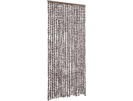 vidaXL Cortina mosquitera chenilla marrón y blanco 90x220 cm