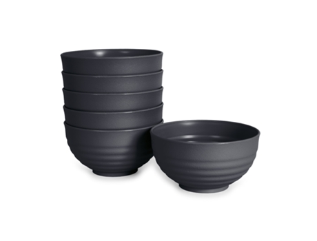 Juego de 6 Cuencos Plastic Forte Classic de 540 ml Reutilizables. Ideal Fiestas. Grafito