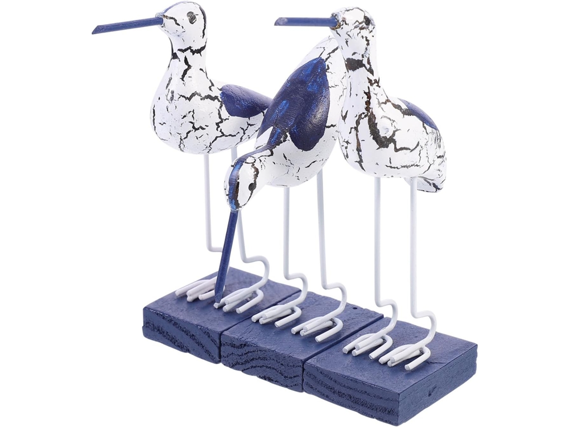 Figuras Madera Marinas Azules 3 Piezas Decoración Elegante Fiestas Adorno Estar Aves Chic Mesa Sala
