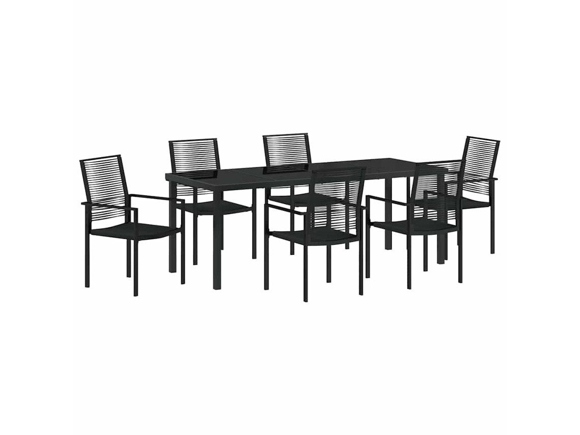 Maison Exclusive - Conjunto De Comedor De Jardín 7 Pcs Negro
