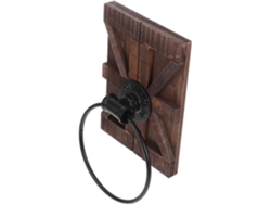 Toallero De Hierro Para Pared Con Soporte De Madera Y Anilla Para Colgar, Ideal Para El Baño.